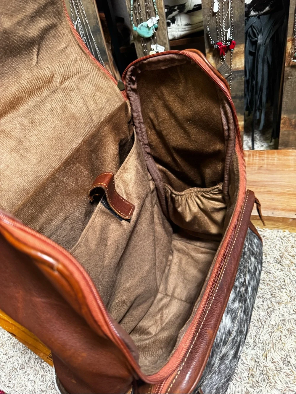 Genuine Handtooled Leather Cowhide New backpack Duck cards Western bag